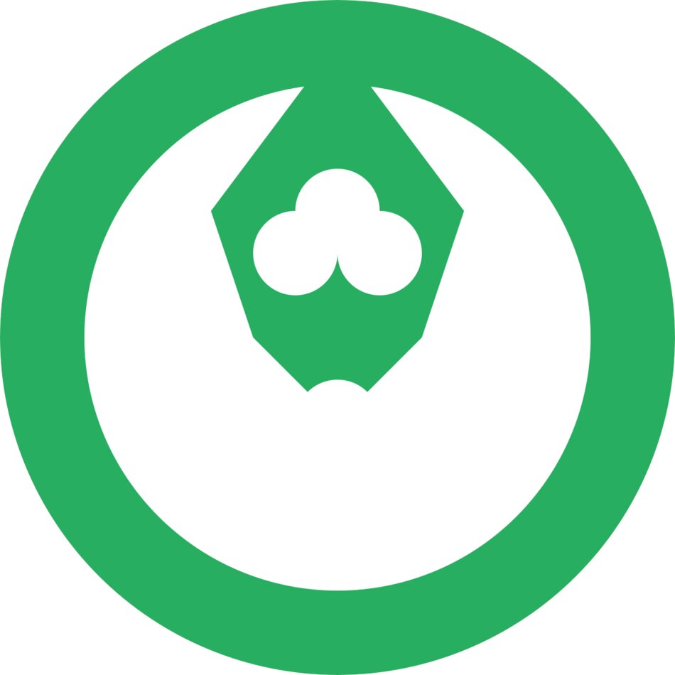 green logo with a clover inside a circle
